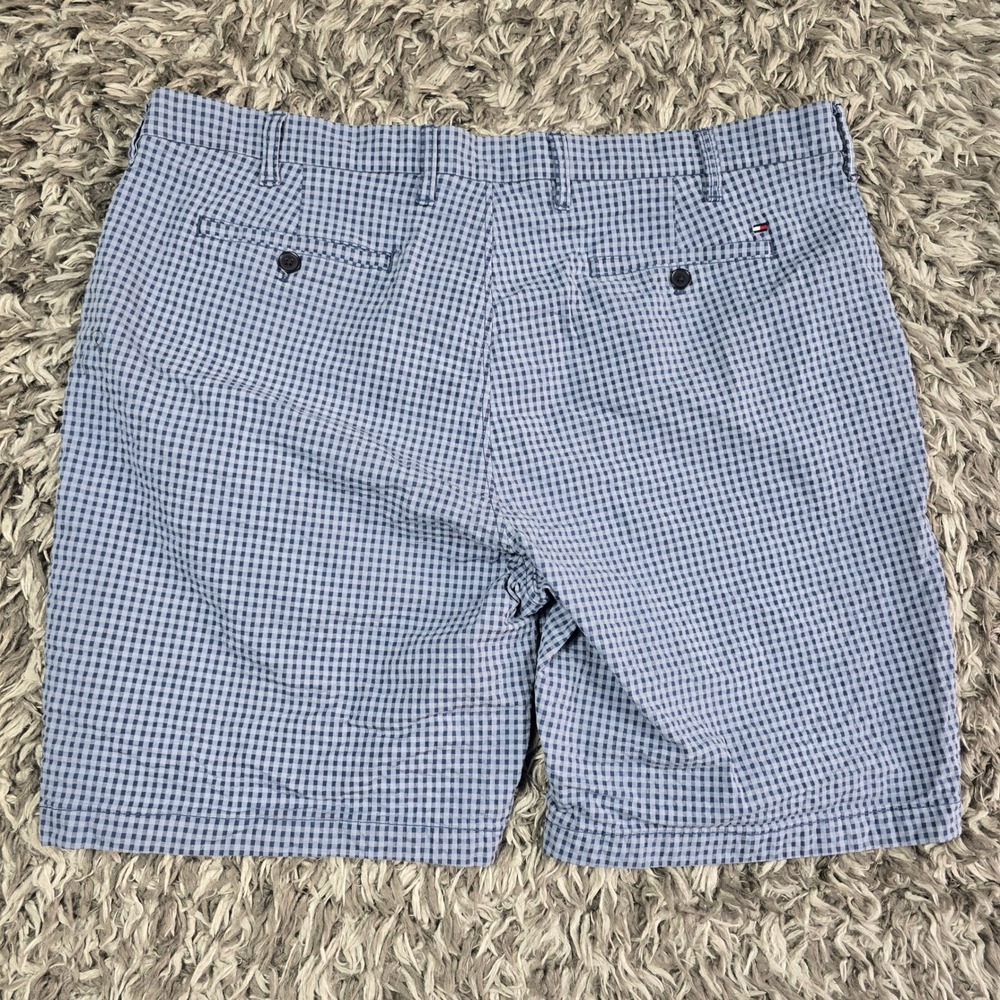Tommy Hilfiger Mens Blue Gingham Check Chino Shorts Size 40 78J4911-410 Stretch - Picture 8 of 9